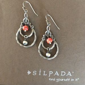 Silpada Coral Sterling Silver Earrings